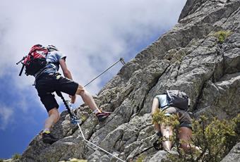 The Via Ferrata Heini Holzer at Merano 2000 is a sportive challenge